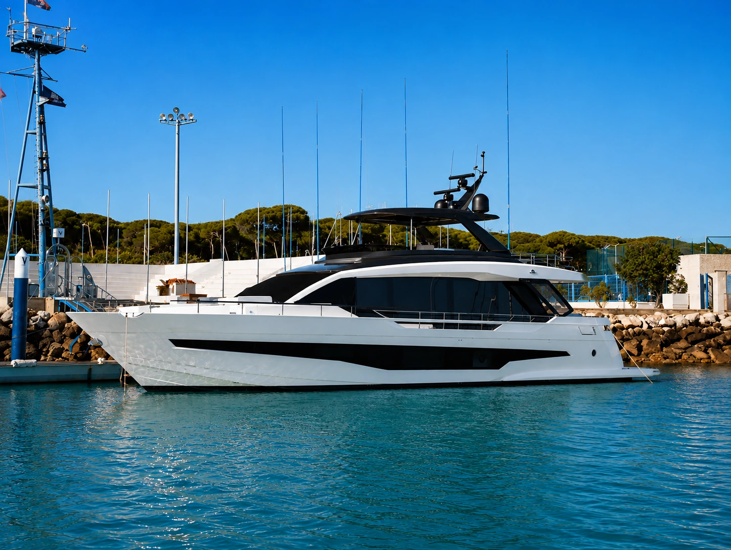 Yate privado Astondoa 80 en agua turquesa