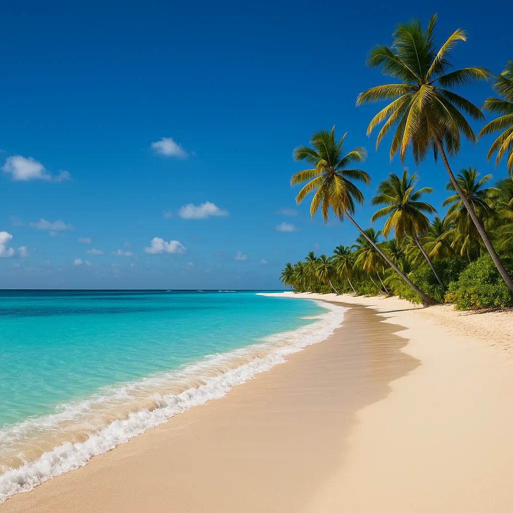 Sunny beach view of Punta Cana with clear skies and turquoise waters
