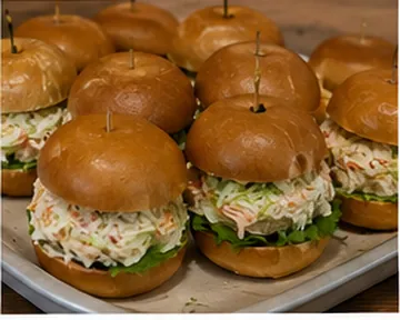 Mini chicken coleslaw burgers