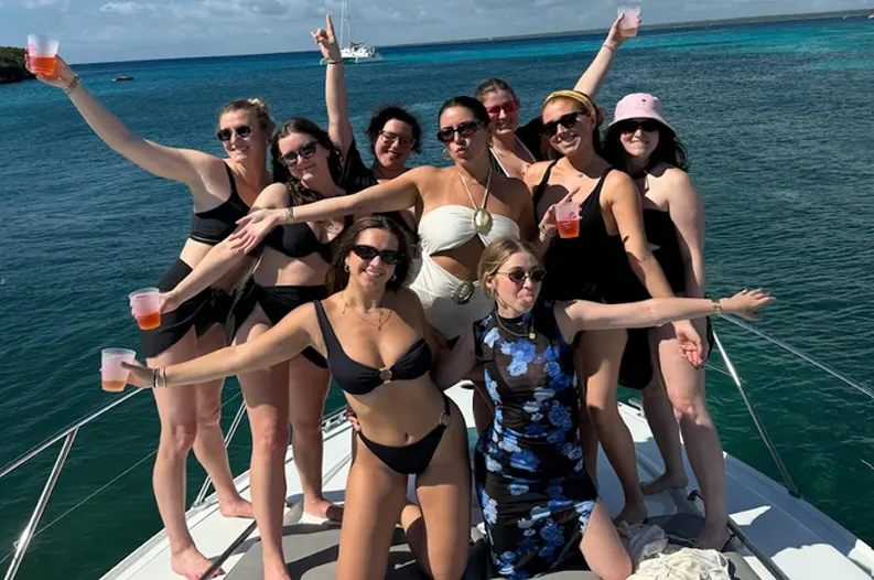 Friends celebrating on a yacht in Punta Cana