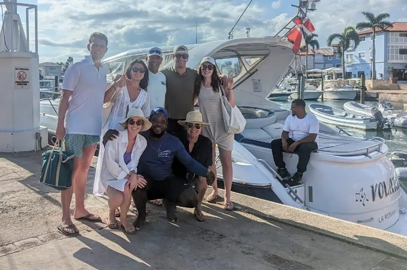 Guests having fun onboard yacht rental Punta Cana