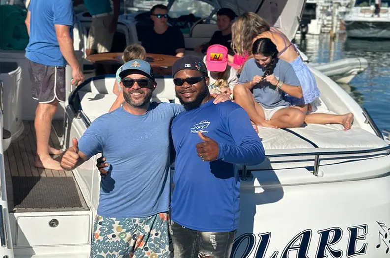 Guests having fun onboard yacht rental Punta Cana