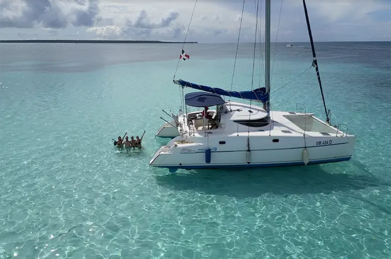 Guests having fun onboard yacht rental Punta Cana