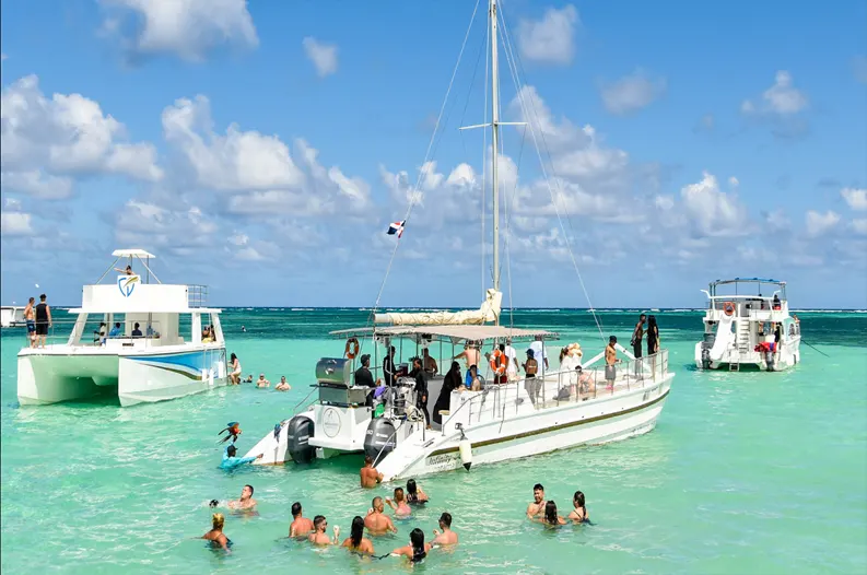 Family enjoying a catamaran excursion in Punta Cana