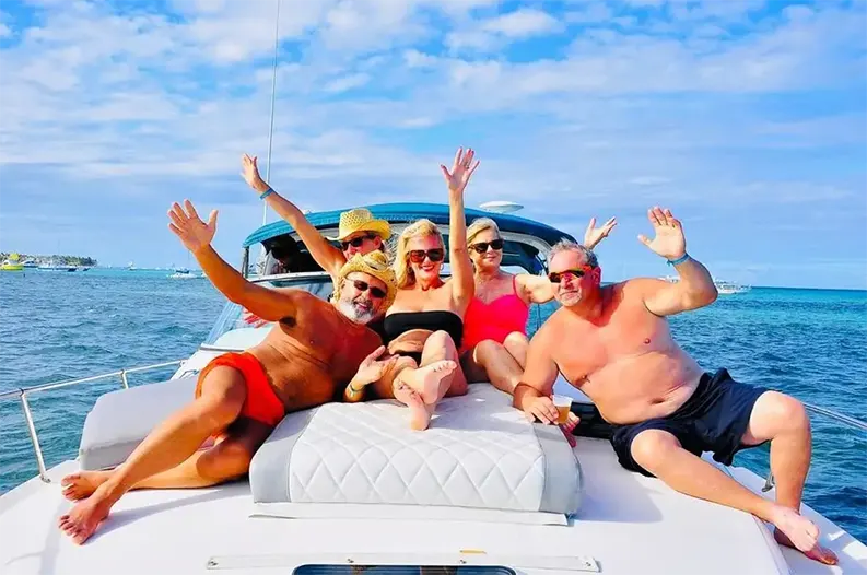 Guests celebrating on a private yacht in Punta Cana
